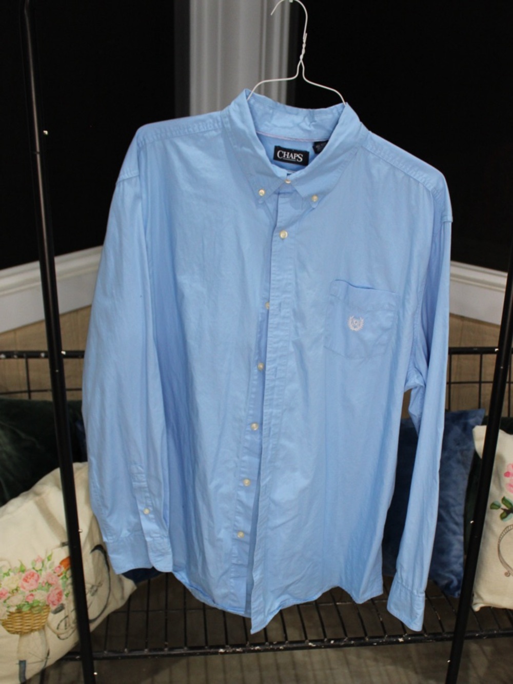 Chaps Men’s Oxford Button-Down Shirt | XXL | Light Blue Long Sleeve